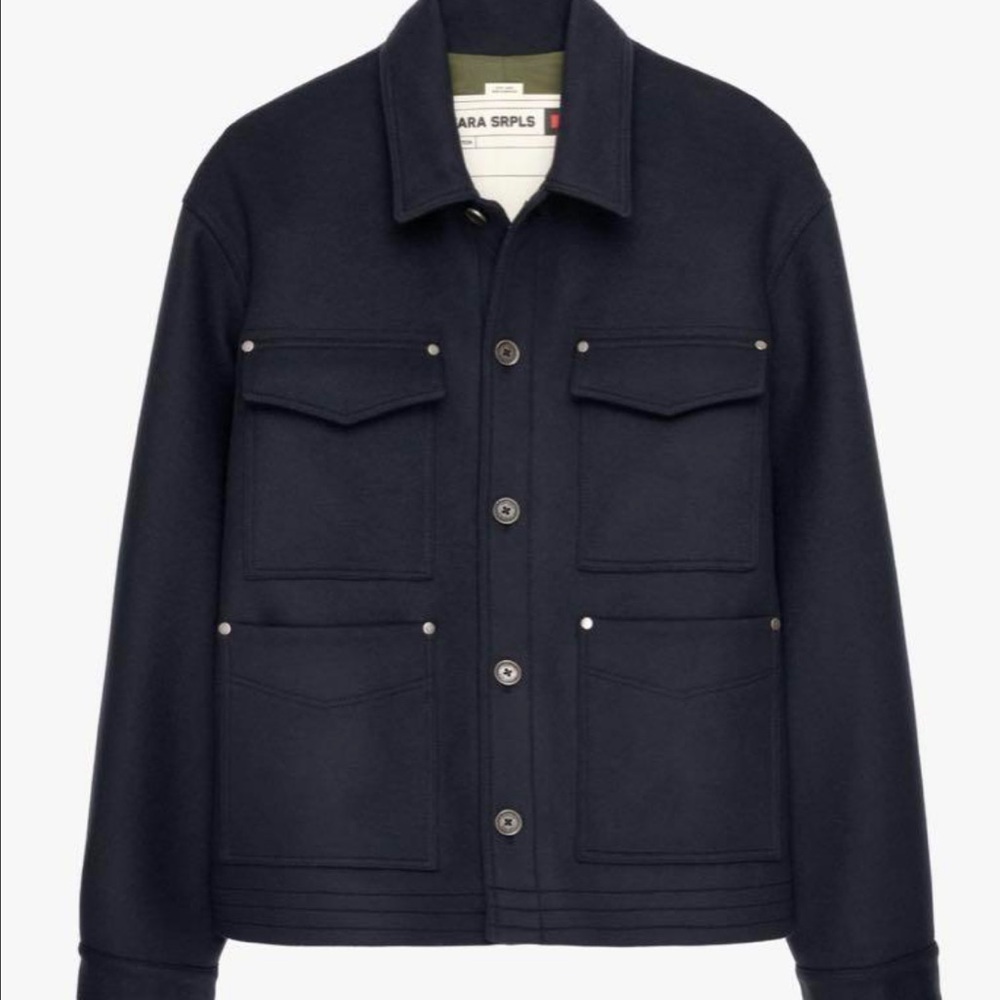 Zara SRPLS Navy Blue Shirt Jacket